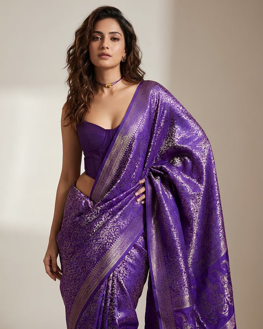Nazm | Purple Tanchoi Silk Brocade