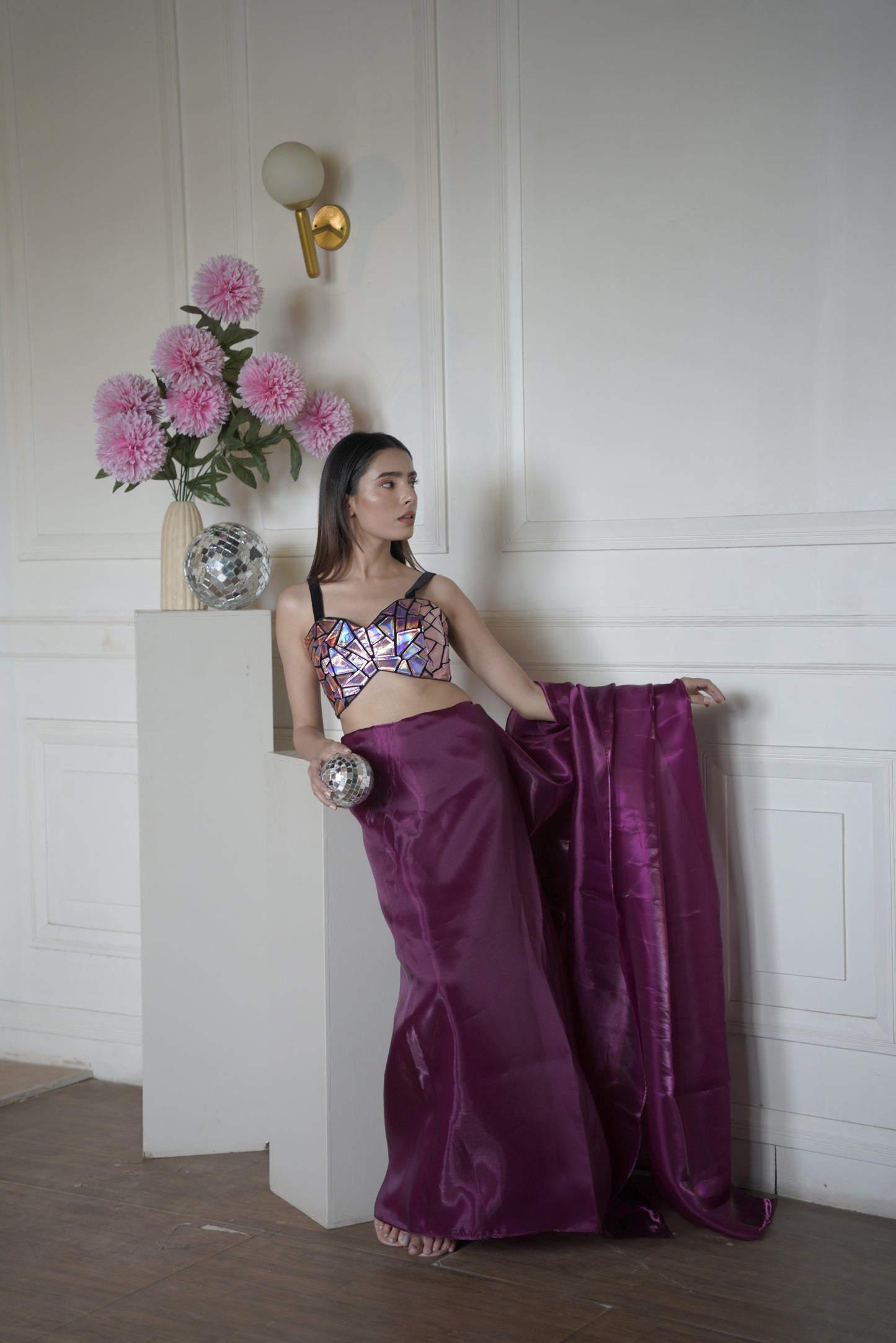 Crystal Rose | Glass Tissue Saree