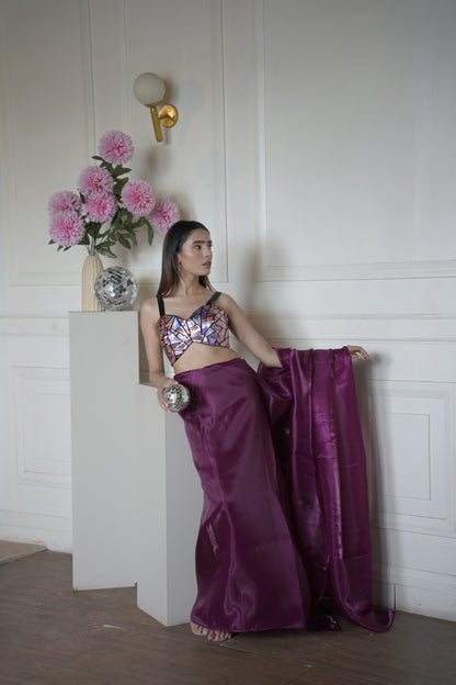 Crystal Rose | Glass Tissue Saree