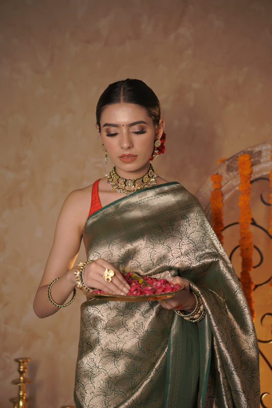 Autumn Bloom | Katan Silk Saree