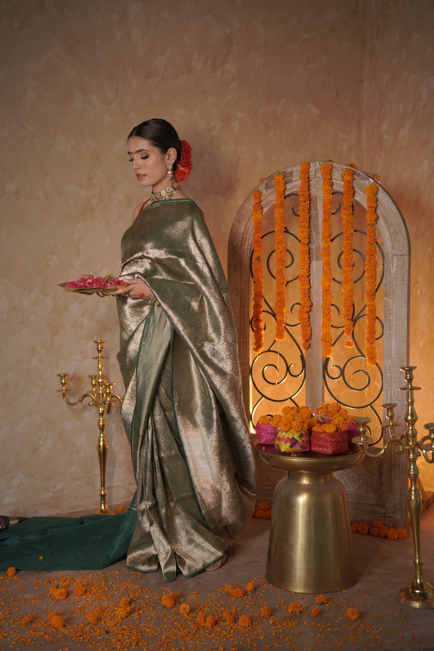 Autumn Bloom | Katan Silk Saree