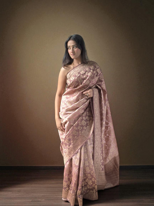 Dusty Pink | Cotton Organza Saree