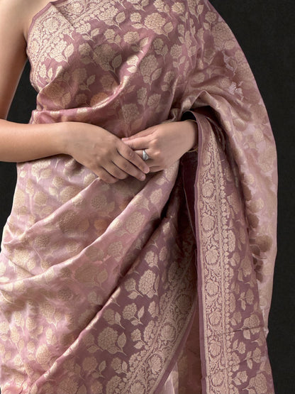 Dusty Pink | Cotton Organza Saree