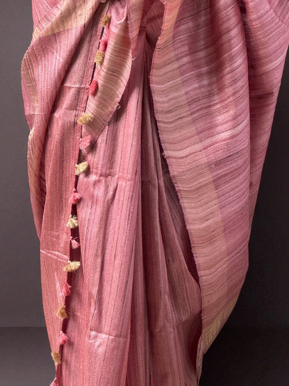 Rose Gold Aura | Tussar Saree