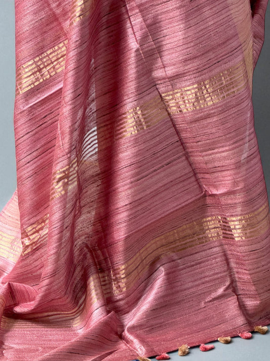 Rose Gold Aura | Tussar Saree