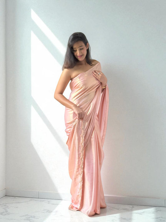 Apricot Shine | Shimmer Georgette Saree