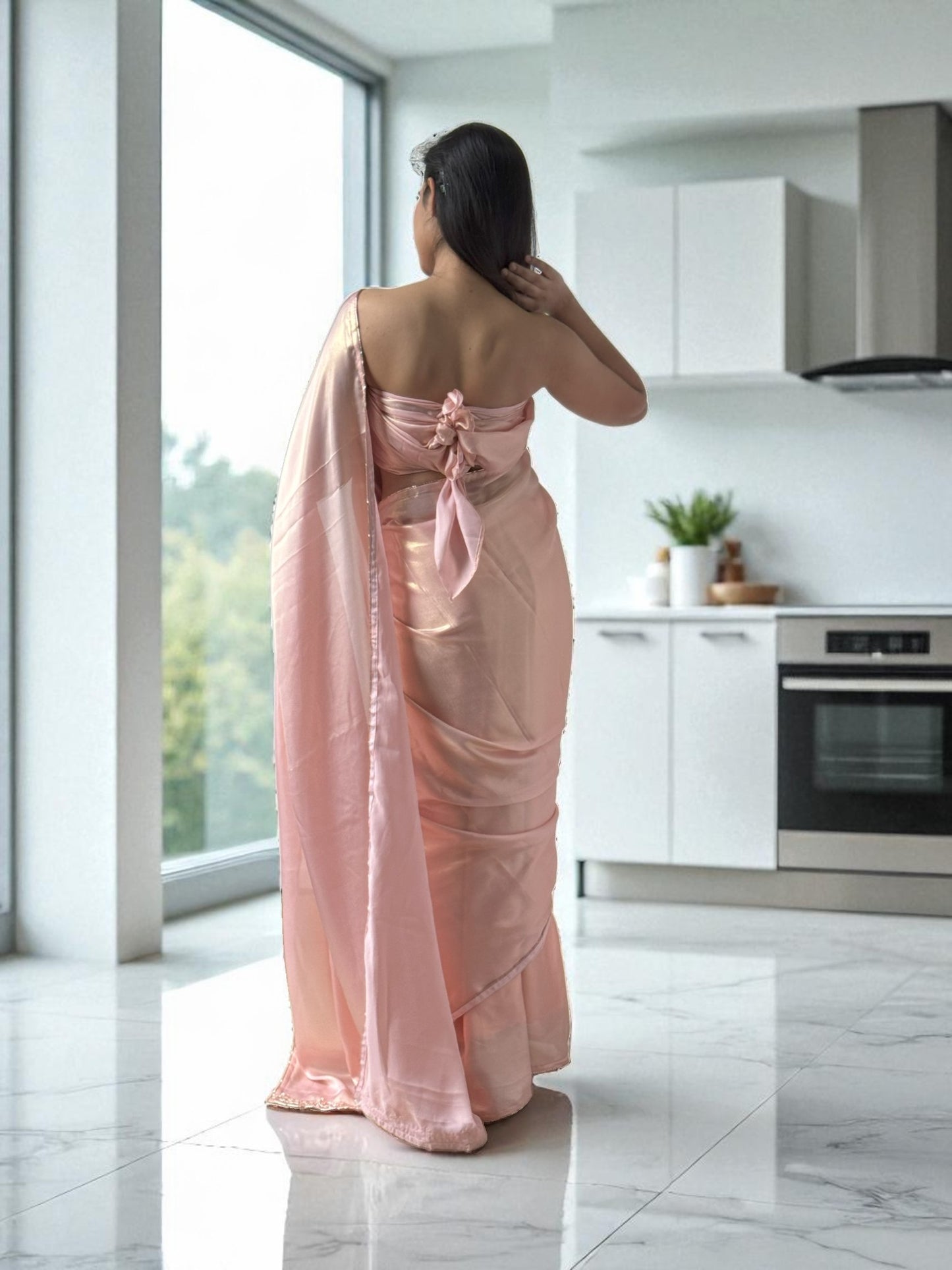 Apricot Shine | Shimmer Georgette Saree