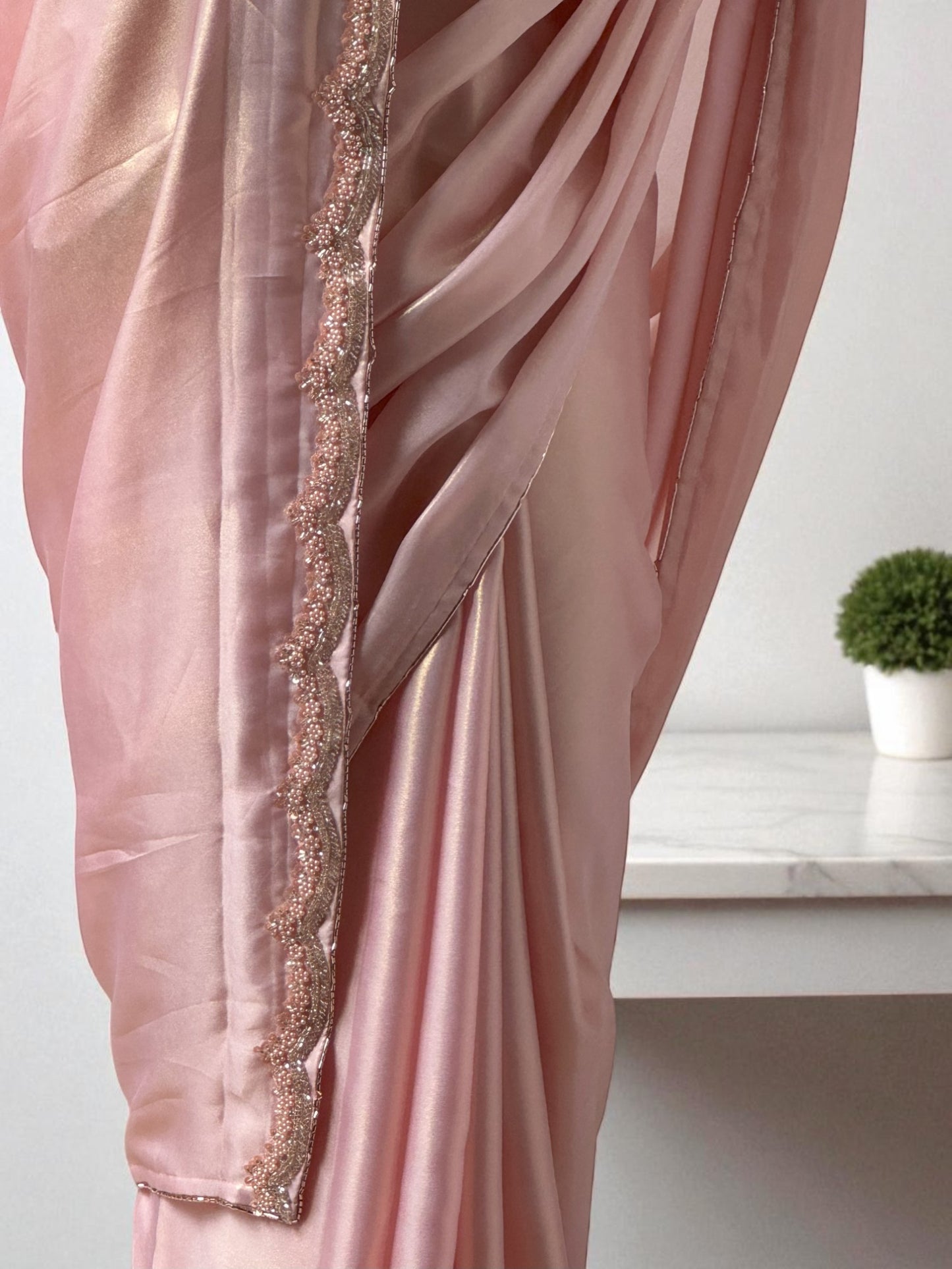Apricot Shine | Shimmer Georgette Saree