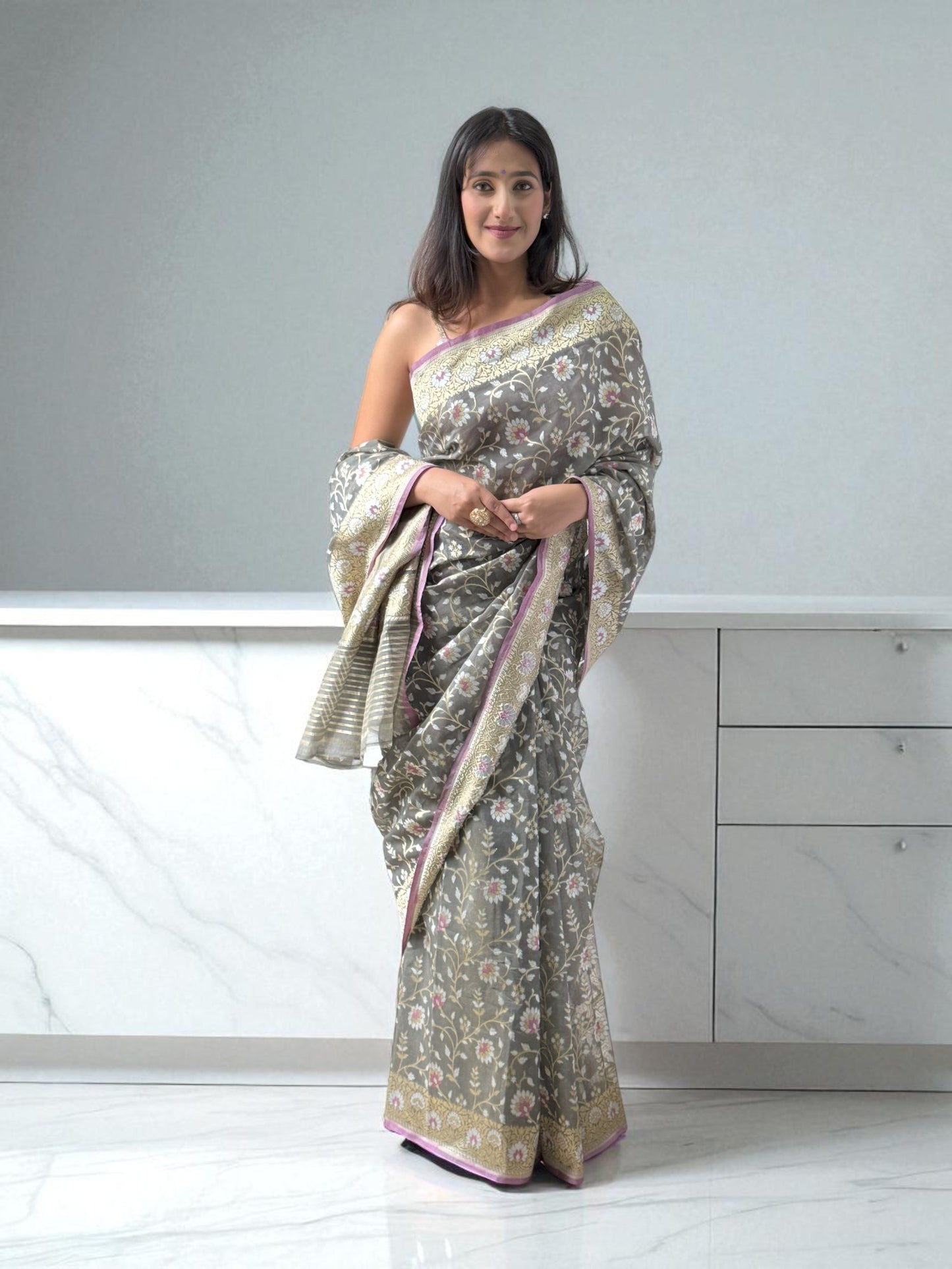 Grey Serenity | Pure Cotton Jamdani