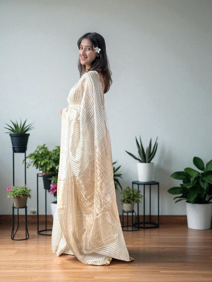 Copper Glam | Crushed Tissue saree