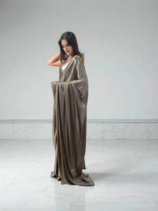 Silver Sage | Metallic Lycra Saree