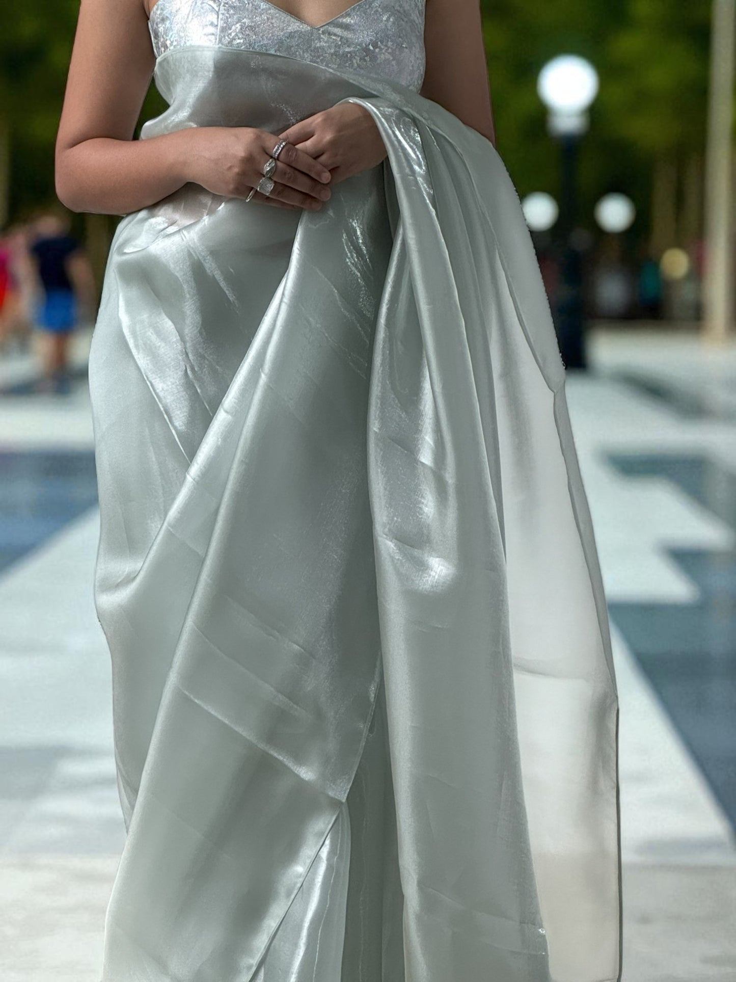 Panna dew | Glass Tissue Saree