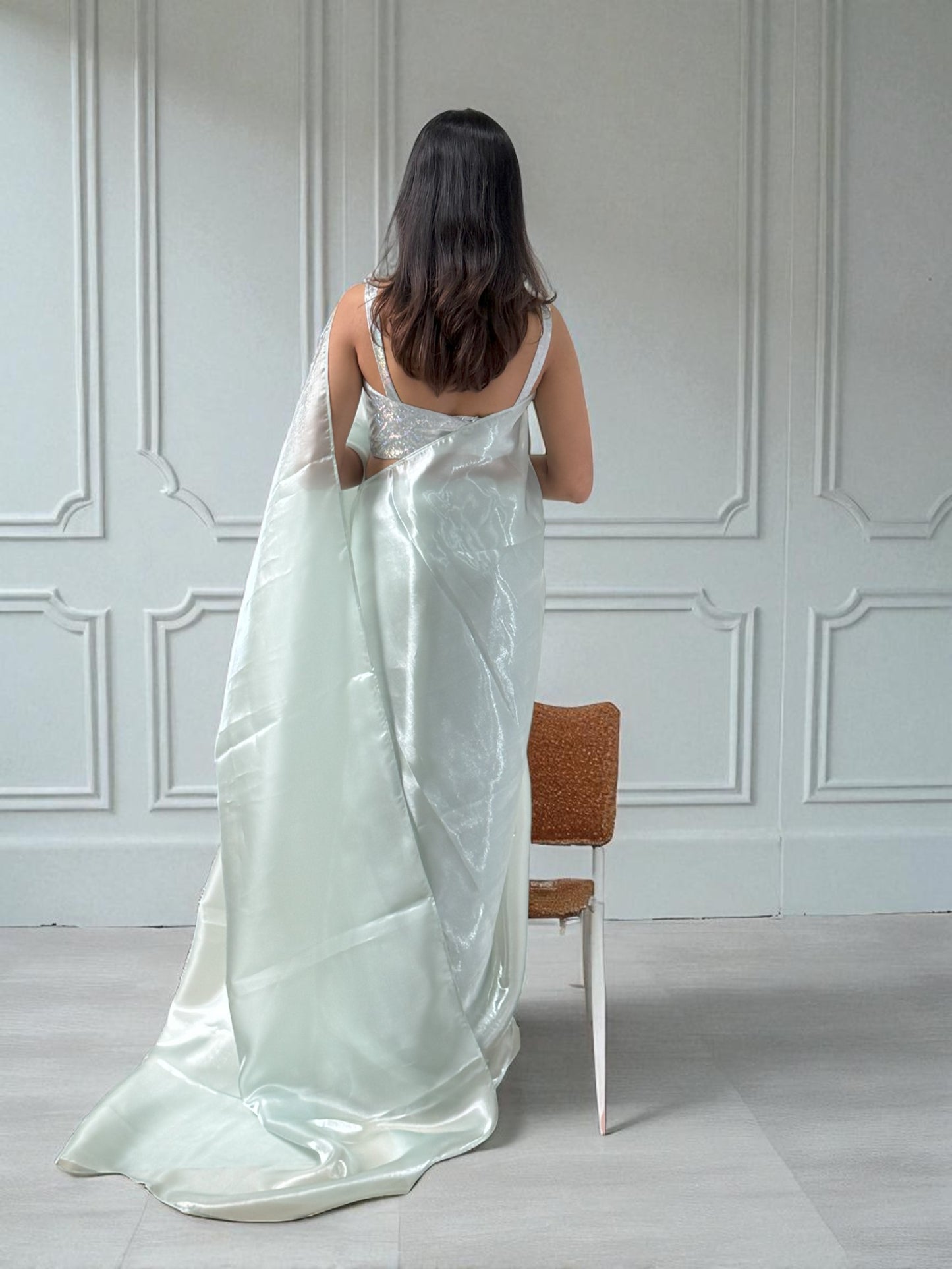 Panna dew | Glass Tissue Saree