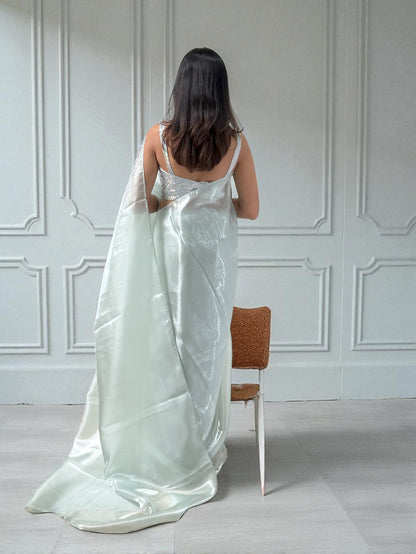 Panna dew | Glass Tissue Saree