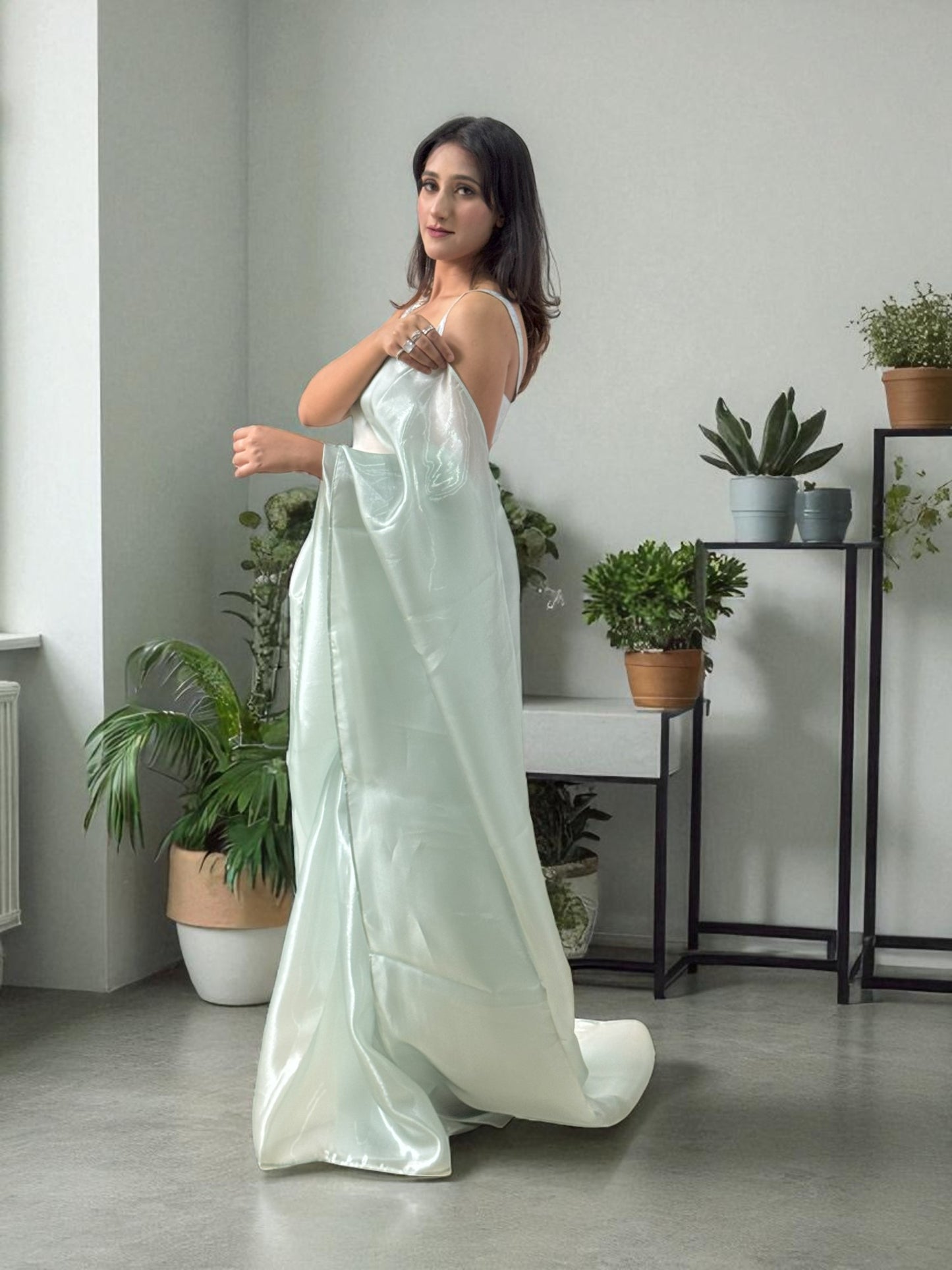 Crystal Rose | Glass Tissue Saree
