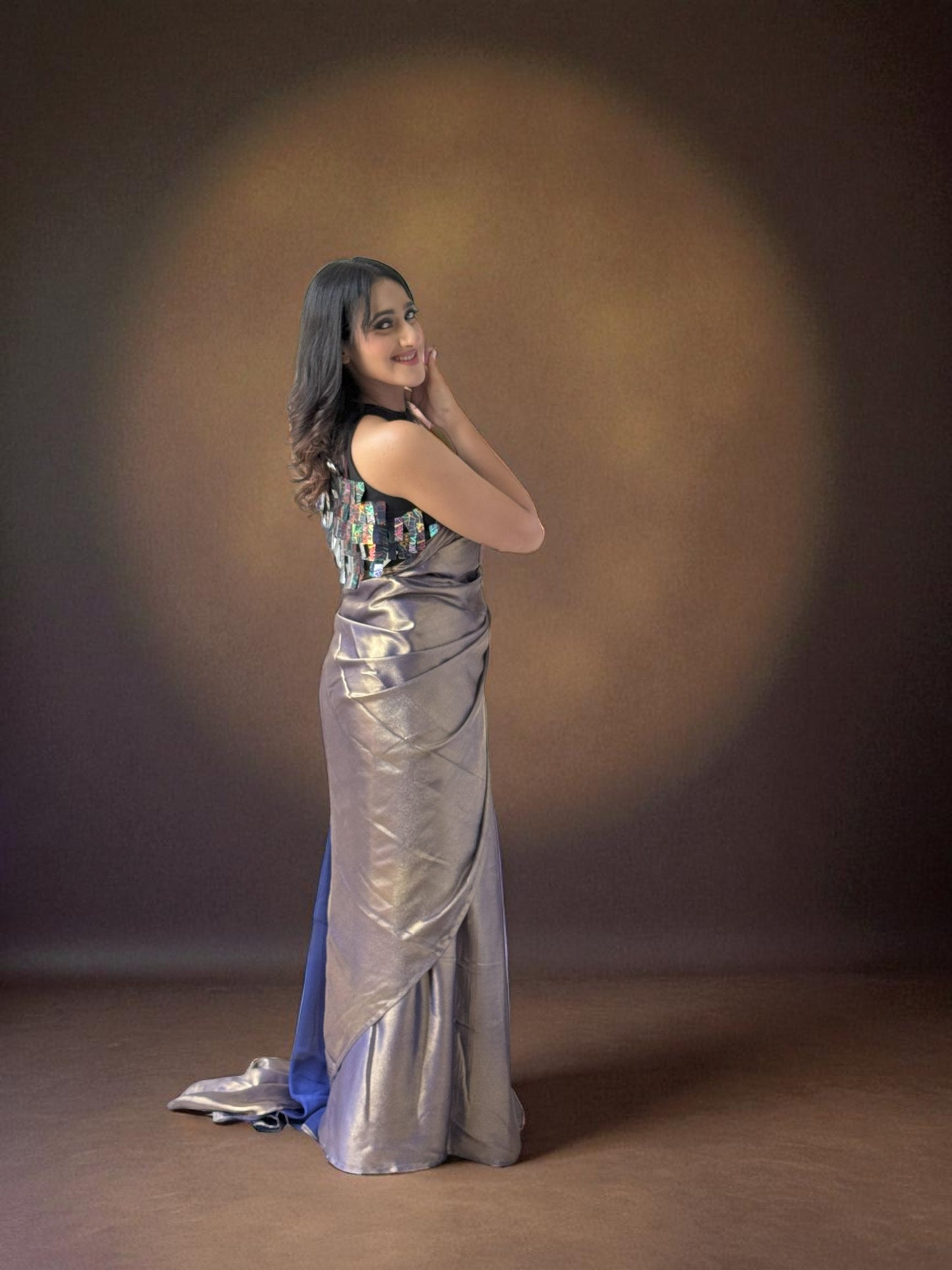Ocean Spark | Shimmer Georgette Saree