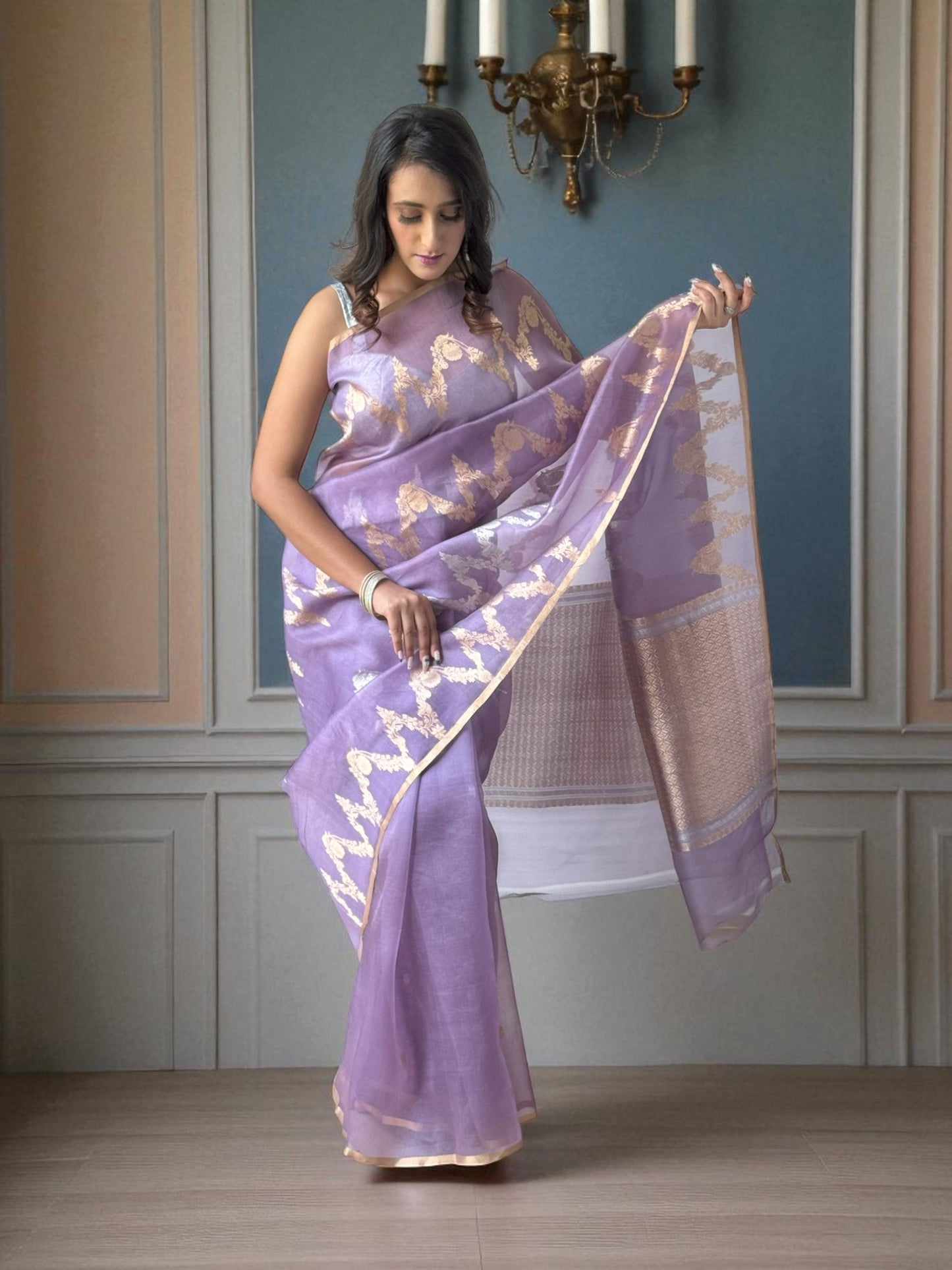 Lavender Mist | Organza Saree