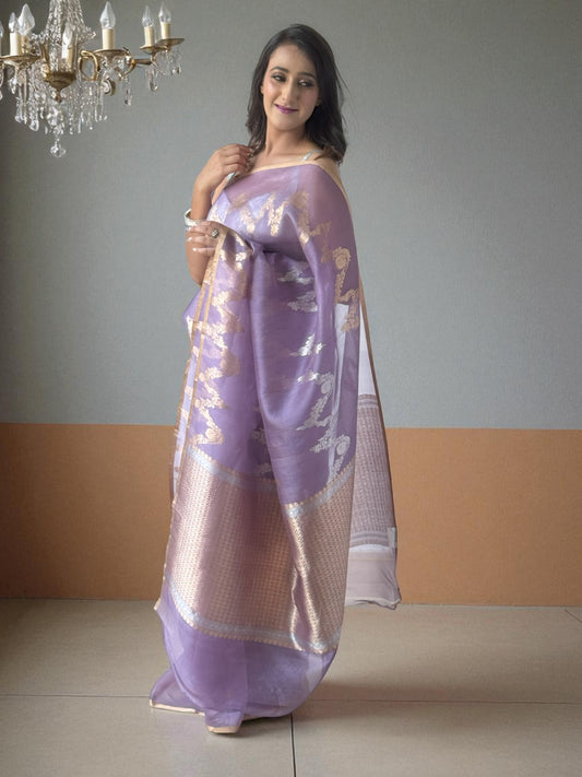 Lavender Mist | Organza Saree