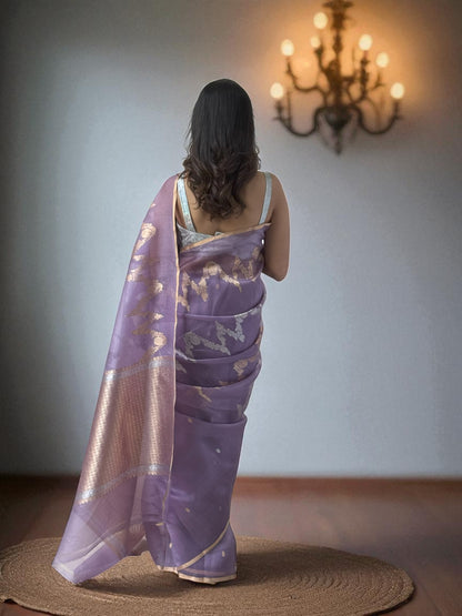 Lavender Mist | Organza Saree