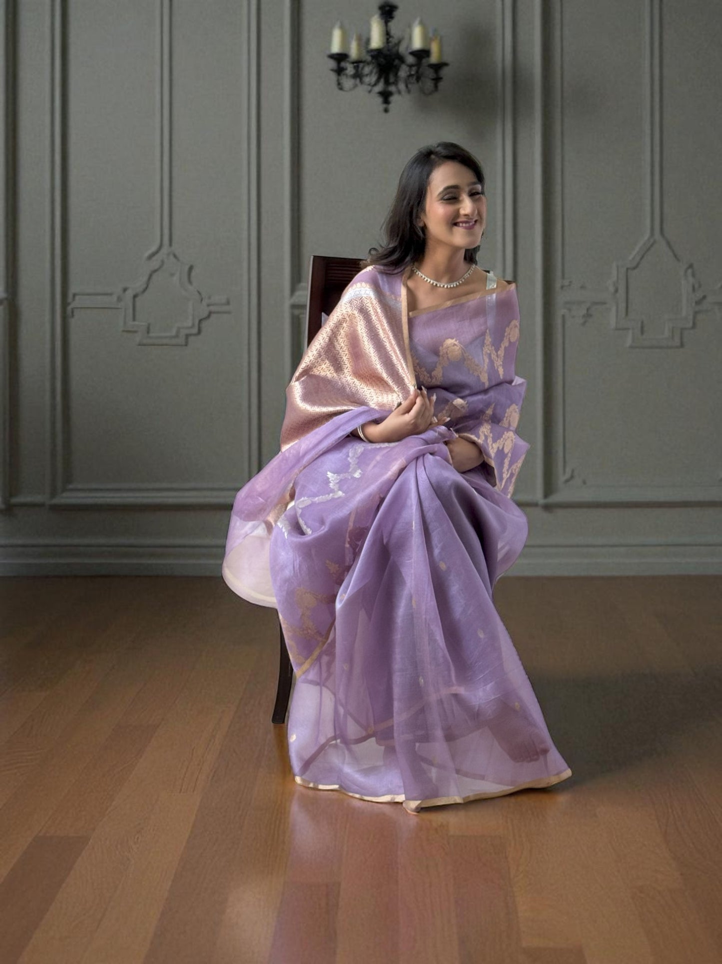 Lavender Mist | Organza Saree