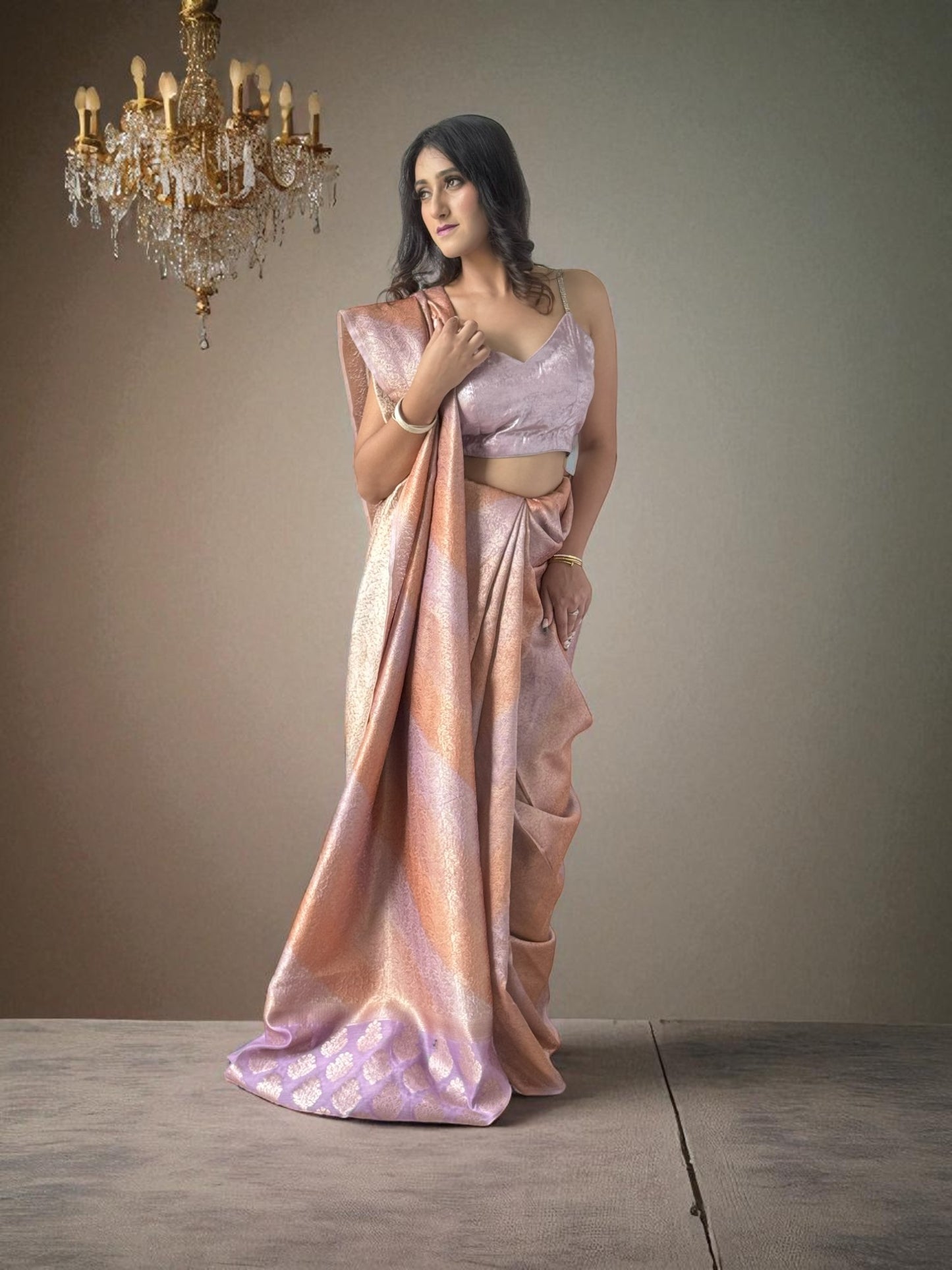 Peach Blossom | Chanderi Rangkat Saree