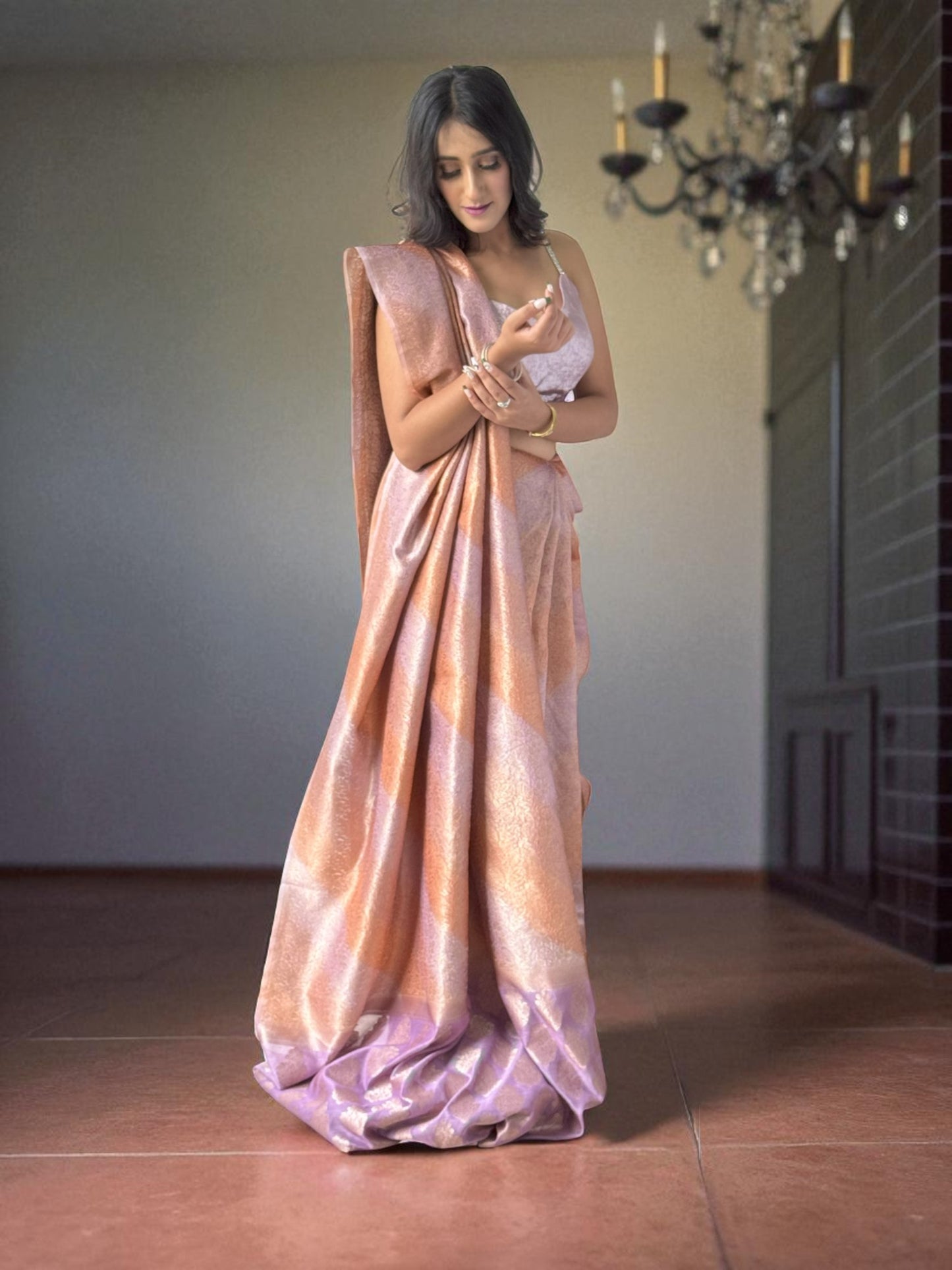 Peach Blossom | Chanderi Rangkat Saree