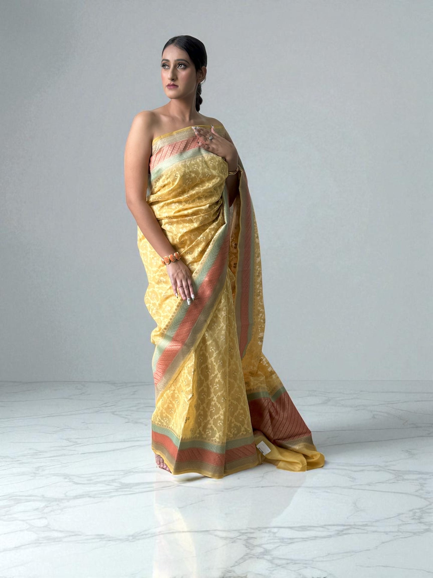 Citrus Elegance | Cotton Organza Saree