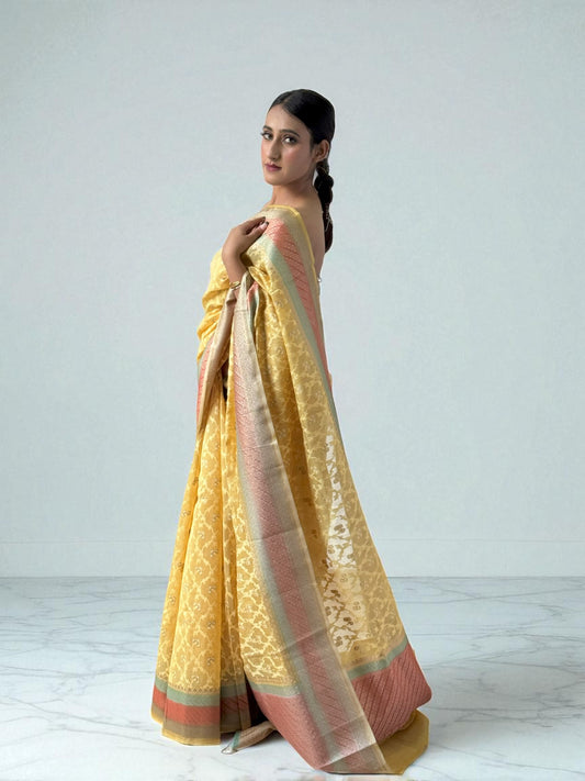 Citrus Elegance | Cotton Organza Saree