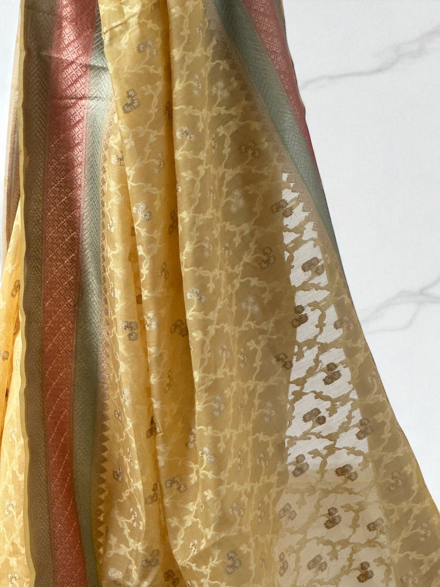 Citrus Elegance | Cotton Organza Saree