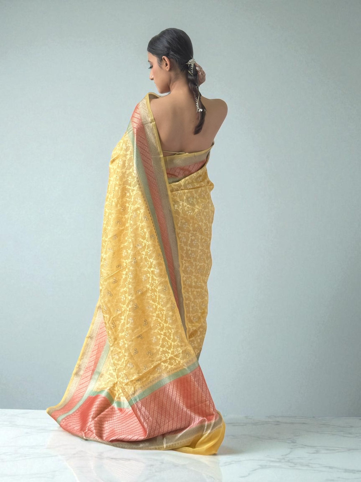 Citrus Elegance | Cotton Organza Saree