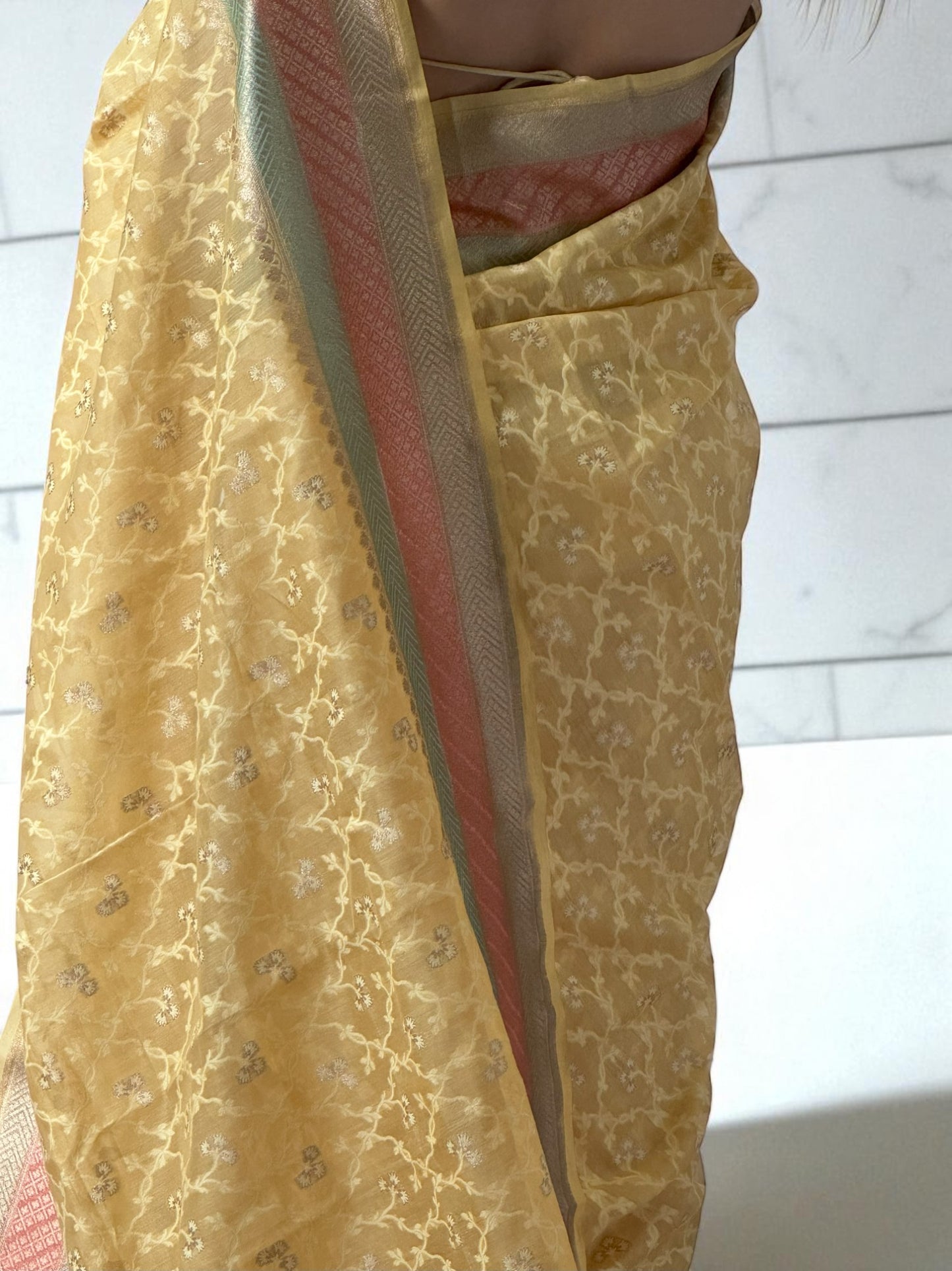 Citrus Elegance | Cotton Organza Saree