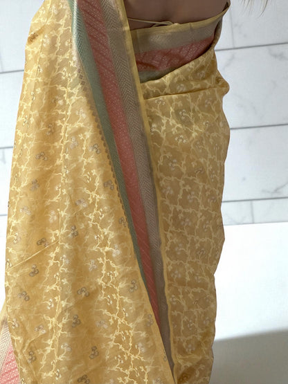 Citrus Elegance | Cotton Organza Saree