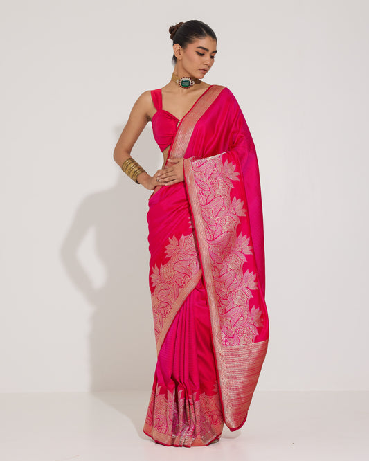 Ashpra | Dark Pink Tanchoi Saree
