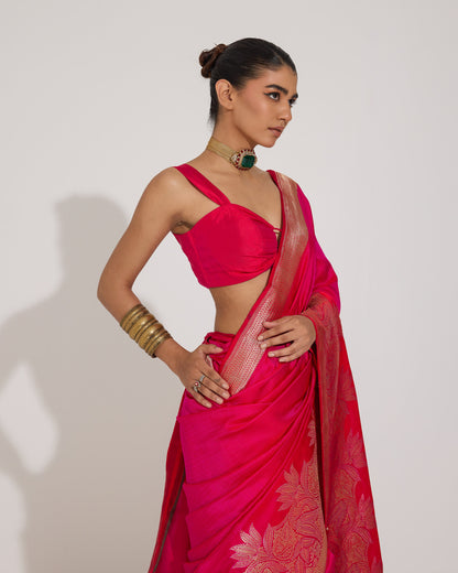 Ashpra | Dark Pink Tanchoi Saree