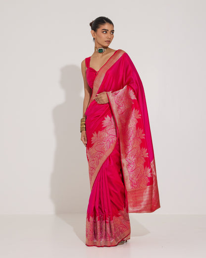 Ashpra | Dark Pink Tanchoi Saree