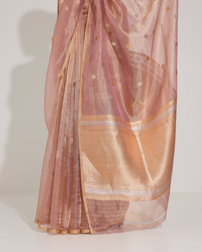 Ethereal Glow | Pink Tissue Saree