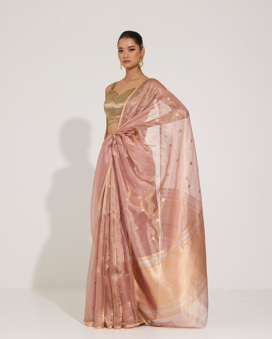 Ethereal Glow | Pink Tissue Saree