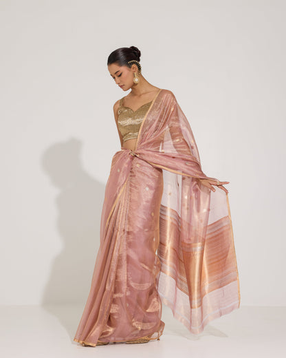 Ethereal Glow | Pink Tissue Saree