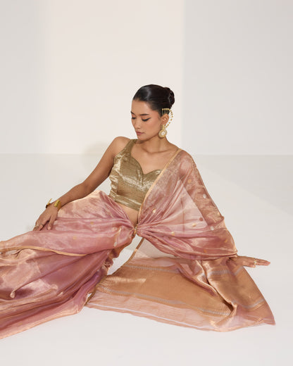 Ethereal Glow | Pink Tissue Saree