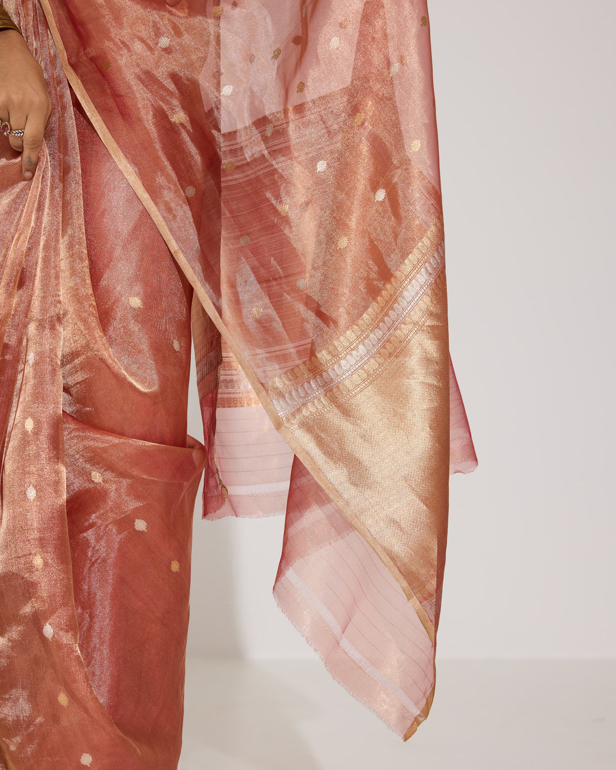 Ethereal Glow | Rust Tissue Saree