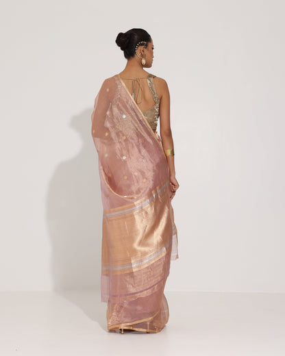 Ethereal Glow | Pink Tissue Saree