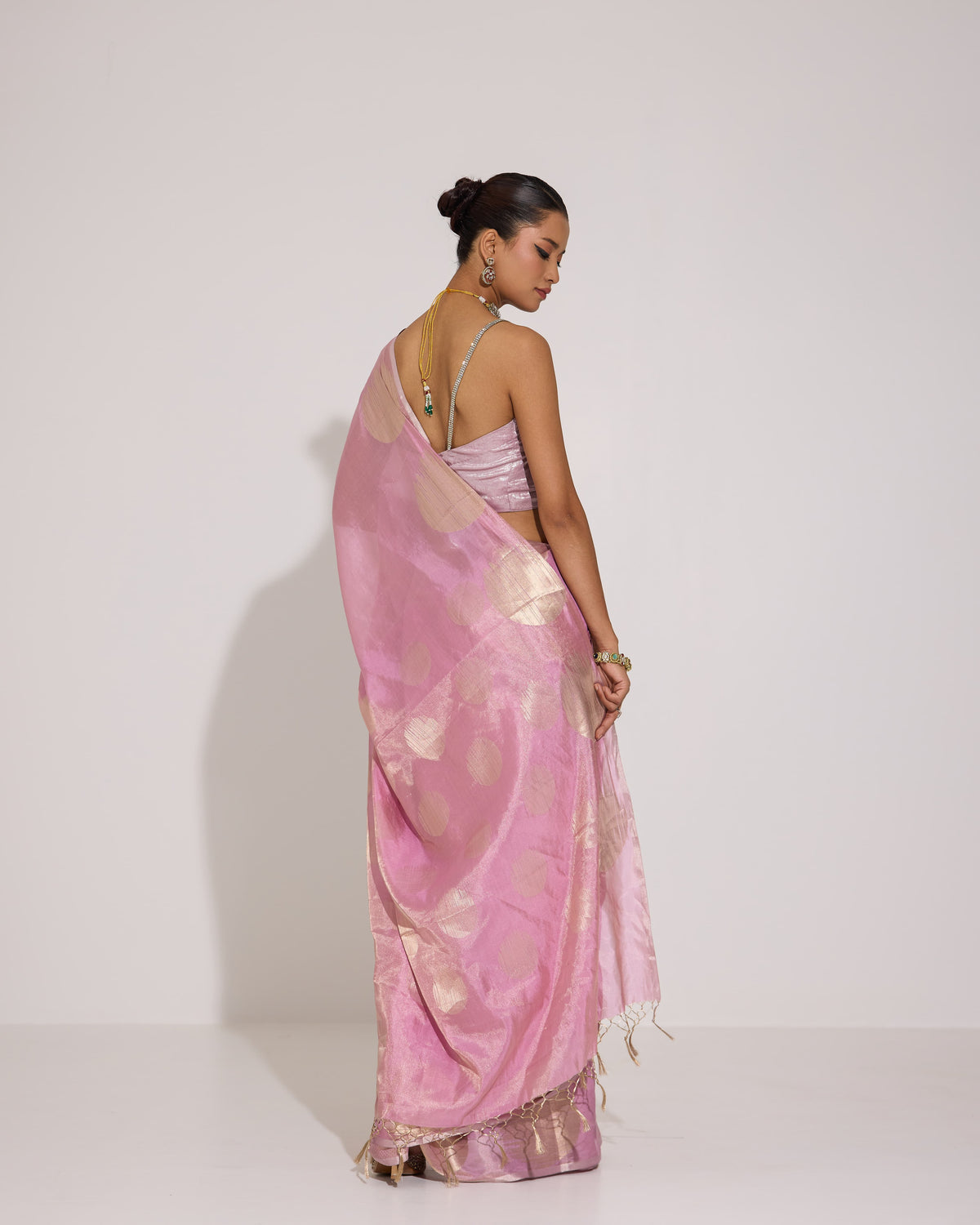 Halo Rouge | Pink Tissue Silk Saree