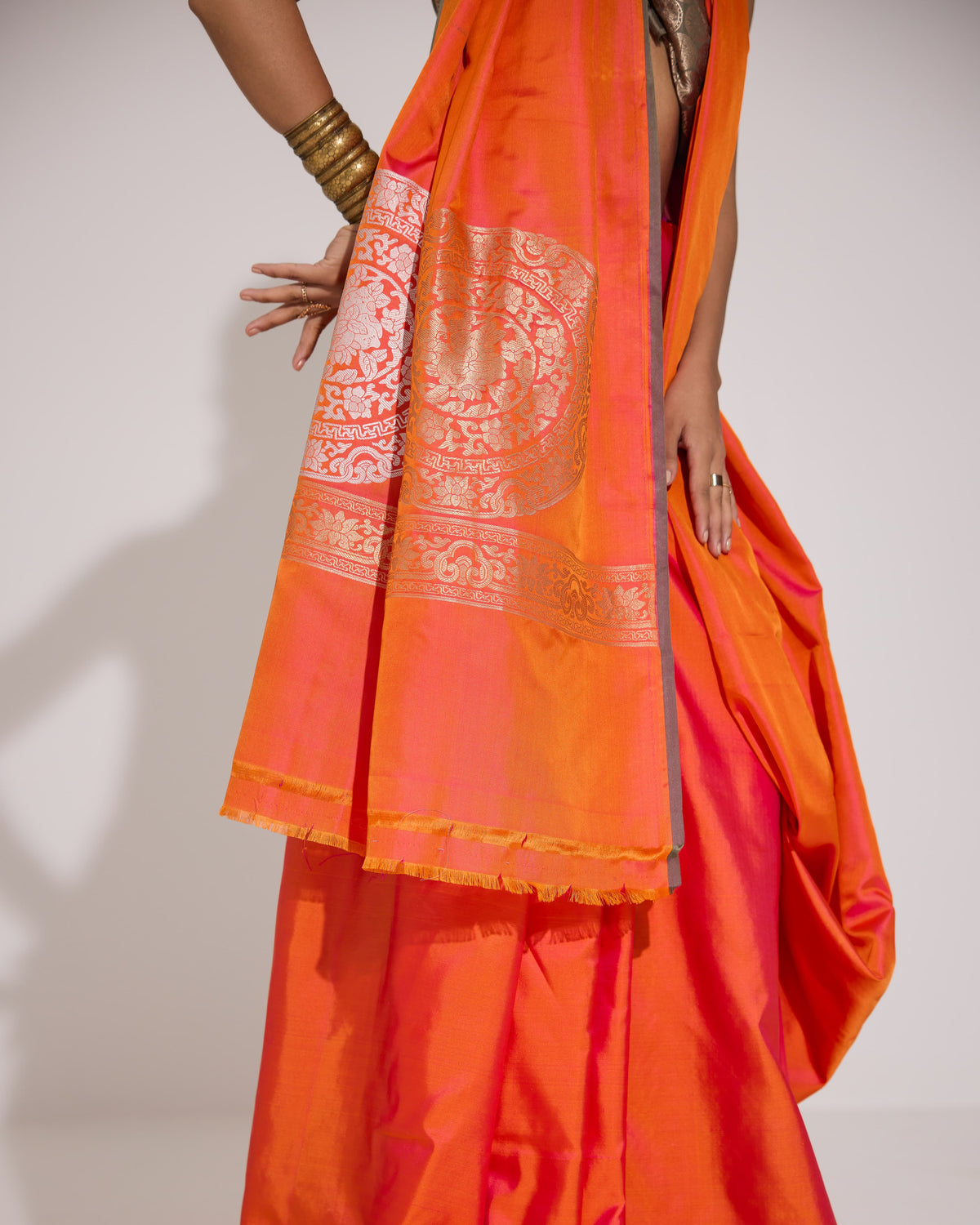 Solstice | Orange - Magenta Dual Silk Saree