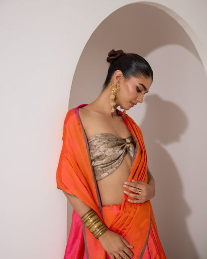 Solstice | Orange - Magenta Dual Silk Saree