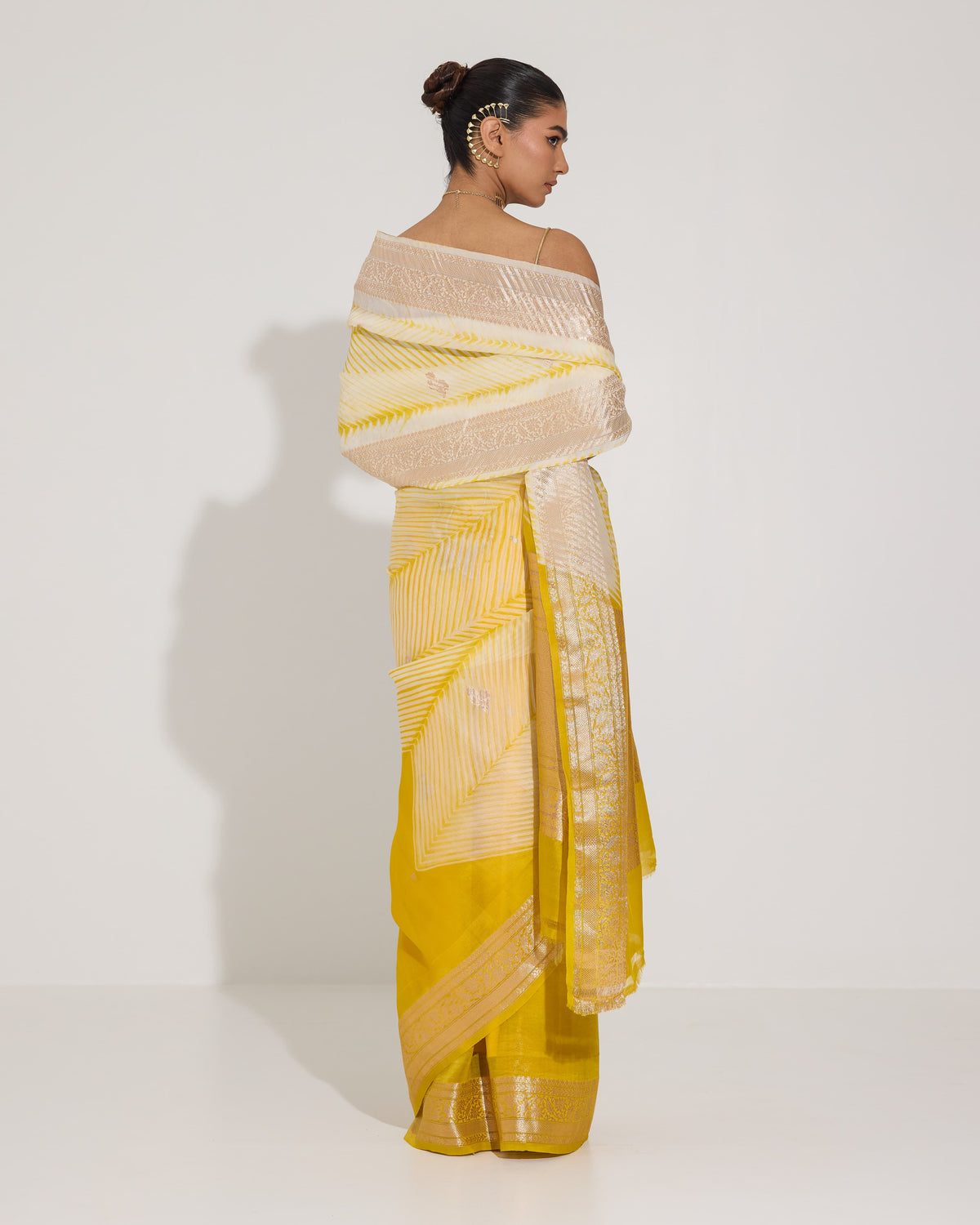 Aarshi | Japanese Dye Yellow Organza Banarasi Saree
