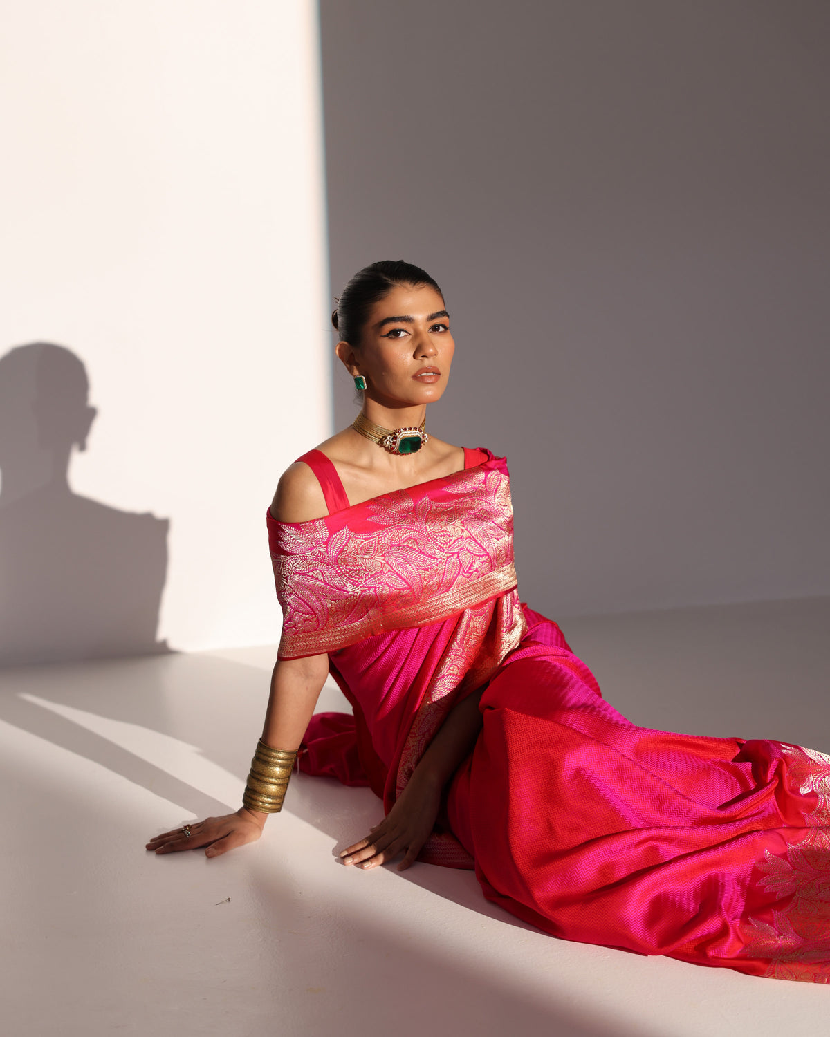Ashpra | Dark Pink Tanchoi Saree