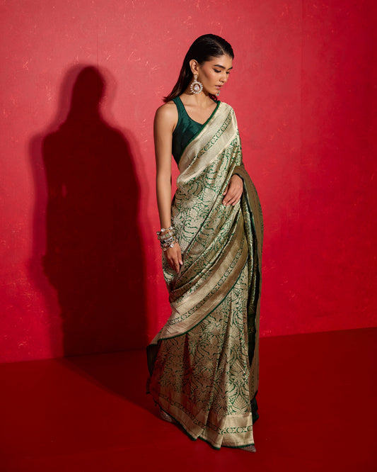 Jashn | Green Pure Katan Silk Saree
