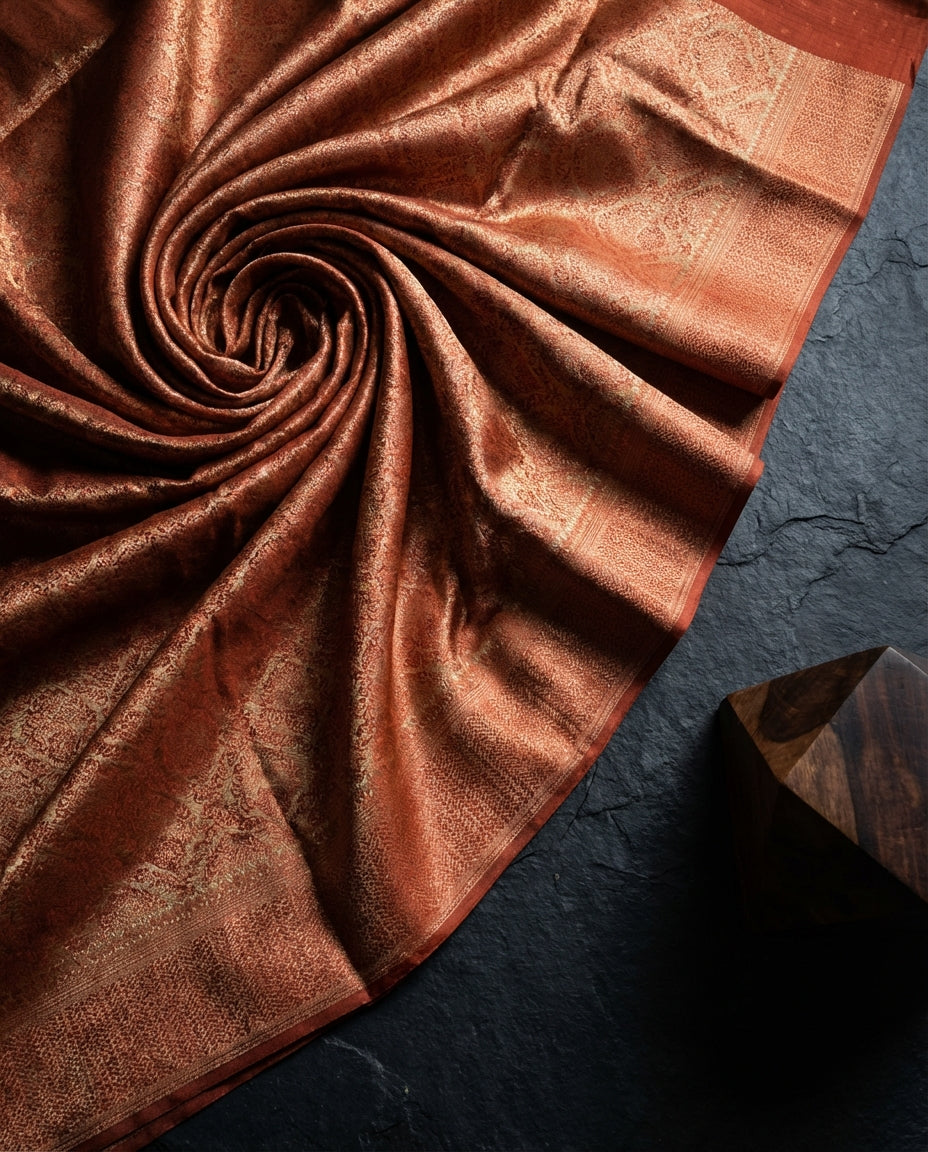 Jashn-e-warq | Wine Chanderi Brocade Saree