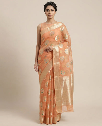 Sonchiraiya | Rust Boota Kota Zari Saree