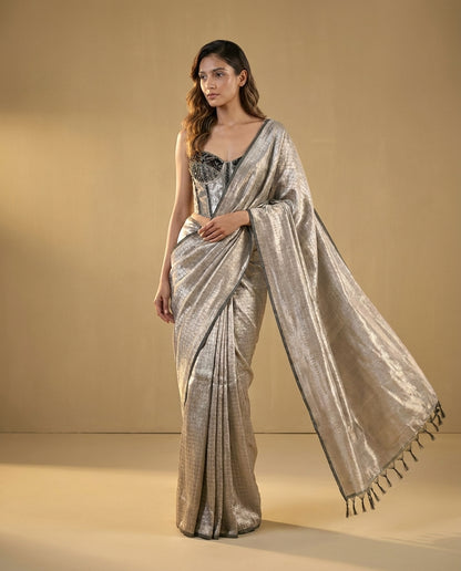 Molten Silver | Tissue Silk Saree